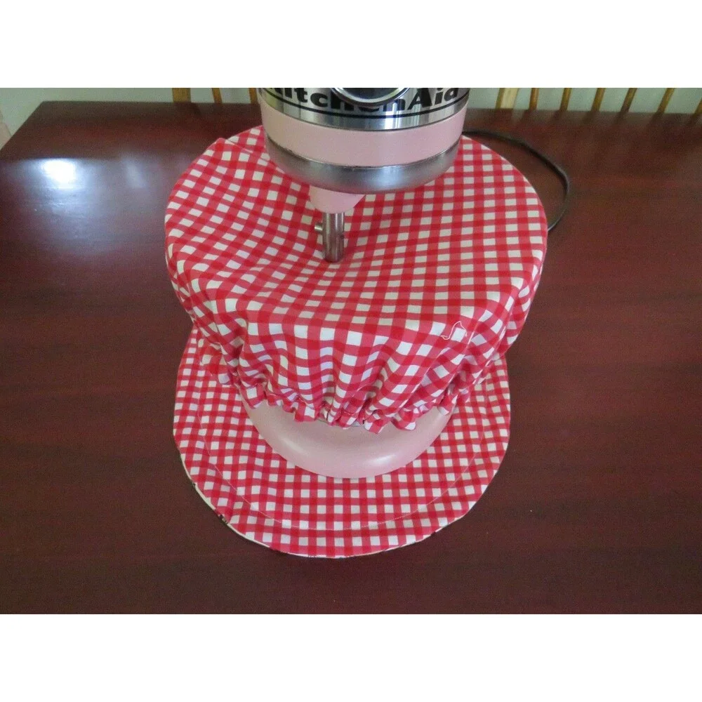 Mixer Bowl Cover Reversible Vintage Kitchen and Red Gingham With Sliding Mat